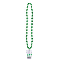 Graduation Party Bead Necklaces with Grad Glass - green - Bulk 12 Pack