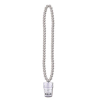 Graduation Party Bead Necklaces with Grad Glass - silver - Bulk 12 Pack