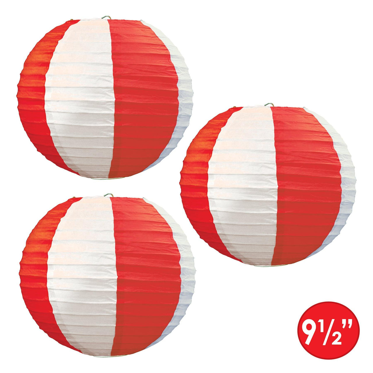 Red & White Stripes Paper Lanterns