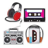 Cassette Player Party Cutouts - Bulk 48 Pack