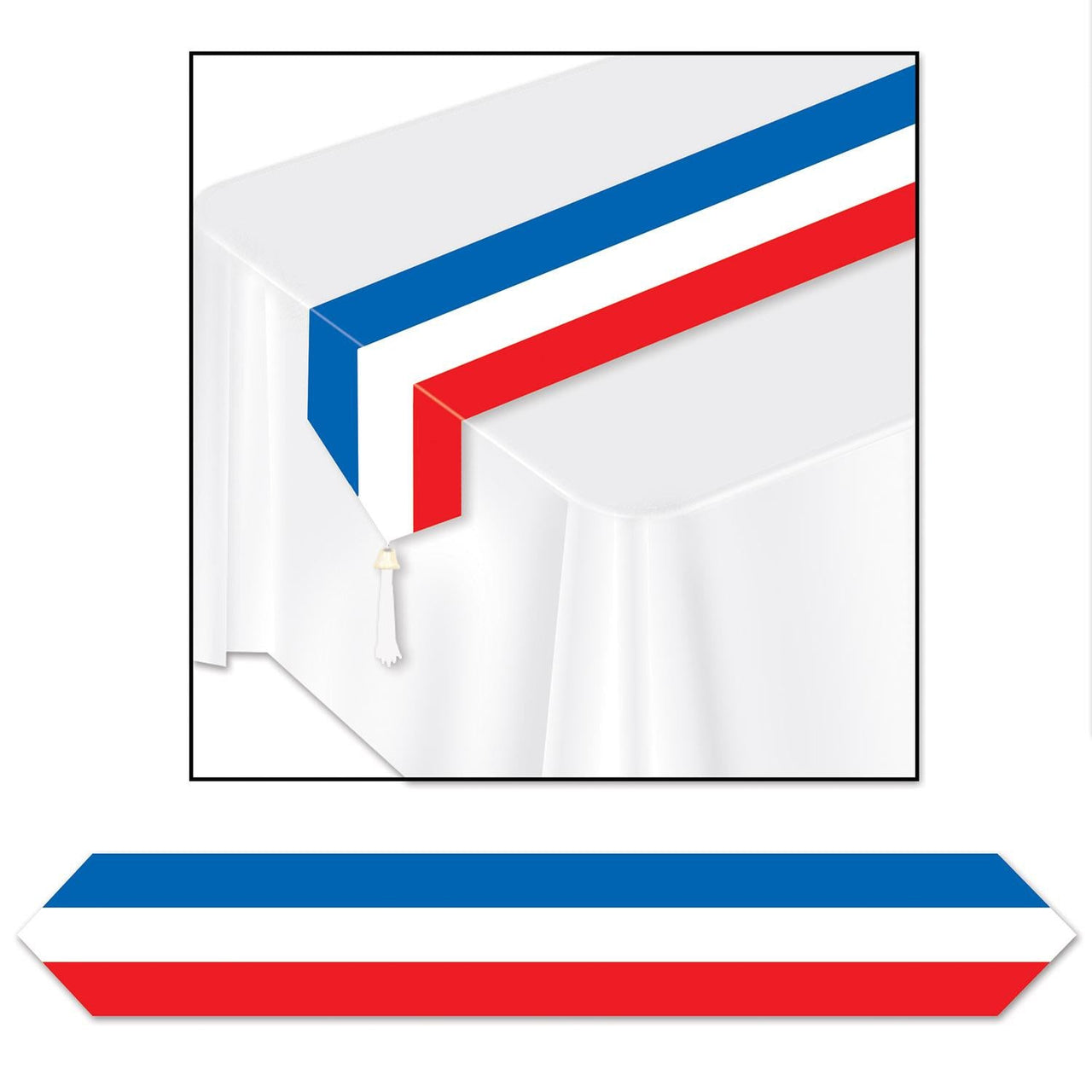 Printed Patriotic Paper Party Table Runner - Bulk 12 Pack