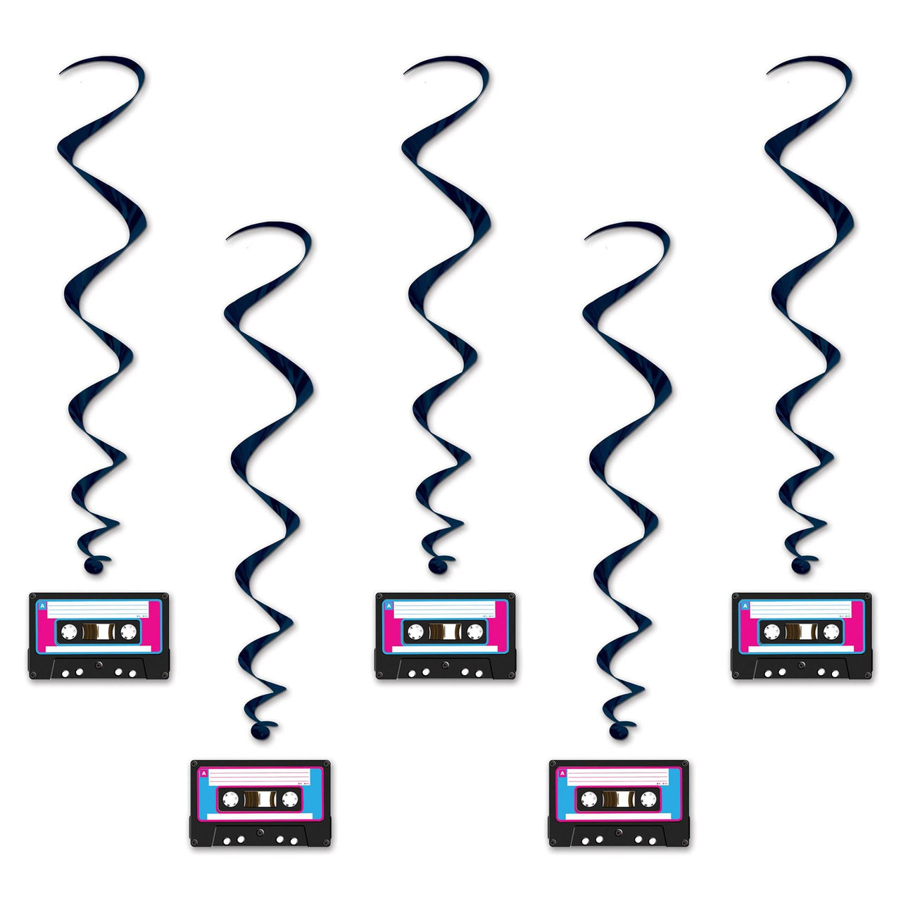 Cassette Tape Party Whirls - Bulk 6 Pack