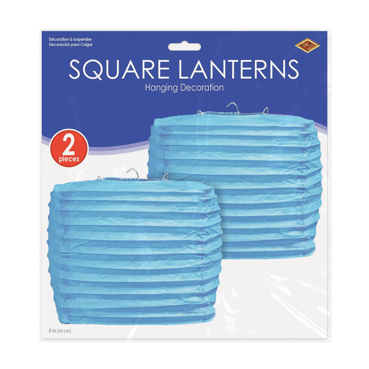 Square Paper Lanterns Turquoise, party supplies, decorations, The Beistle Company, General Occasion, Bulk, General Party Decorations, Paper Lanterns
