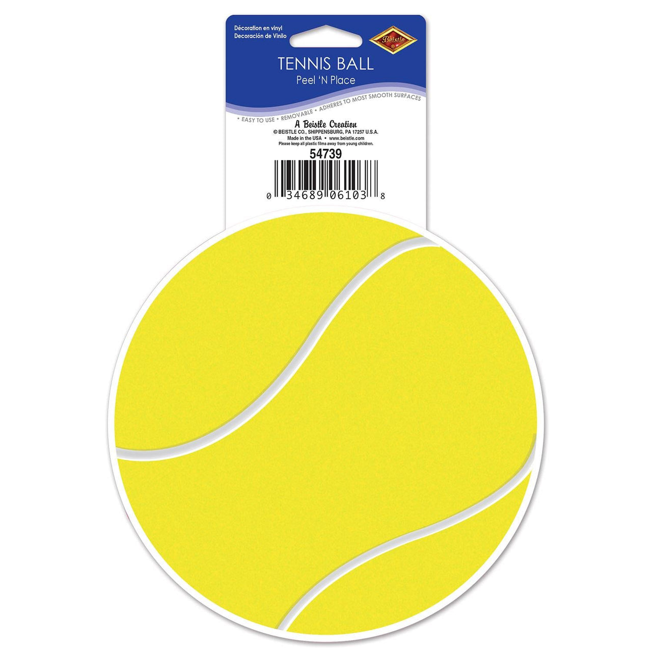 Tennis Ball Party Peel 'N Place Clings - Bulk/12 Clings