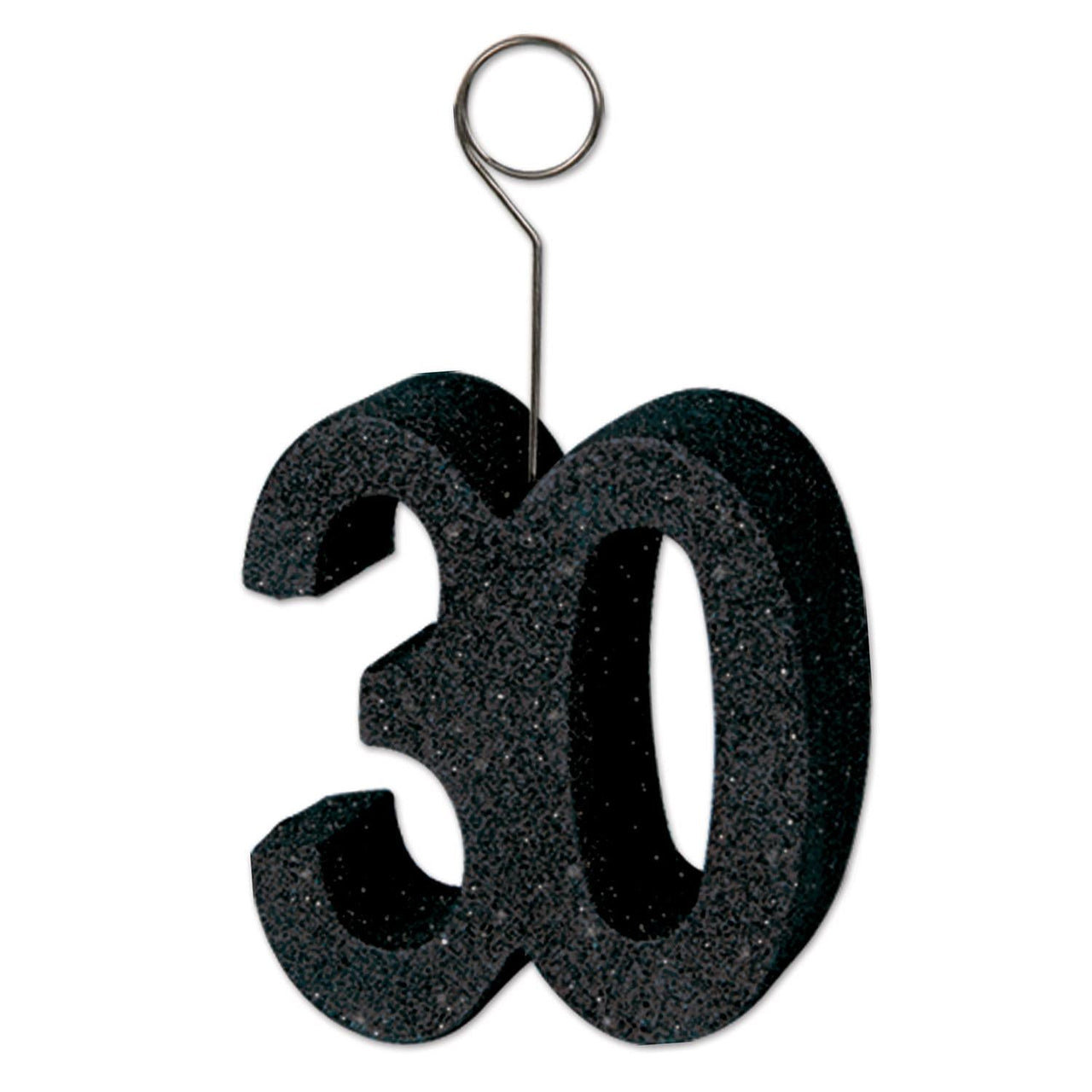 Glittered 30th Birthday Party Photo/Balloon Holder - black - Bulk 6 Pack
