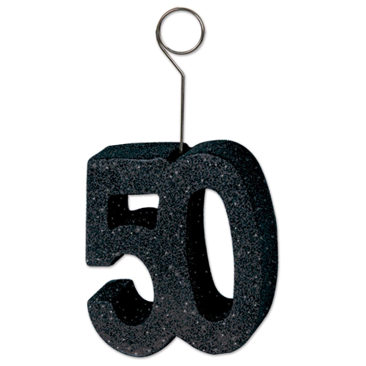 Glittered 50th Birthday Party Photo/Balloon Holder - black - Bulk 6 Pack