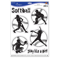 Softball Party Peel 'N Place Clings - Bulk/72 Clings
