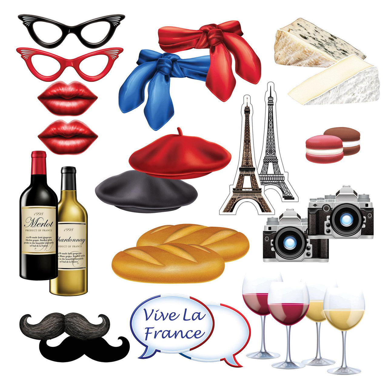 French Party Photo Fun Signs - Bulk/168 Fun Signs