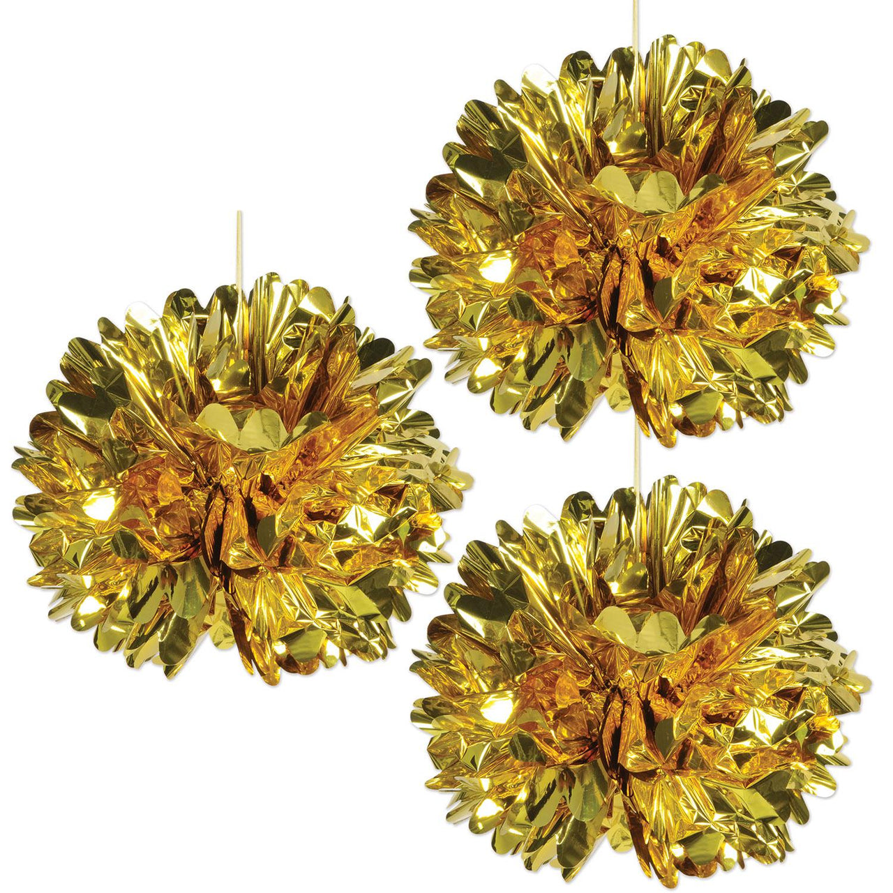 Metallic Party Fluff Balls - gold - Bulk 36 Pack