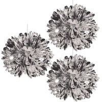 Metallic Party Fluff Balls - silver - Bulk 36 Pack