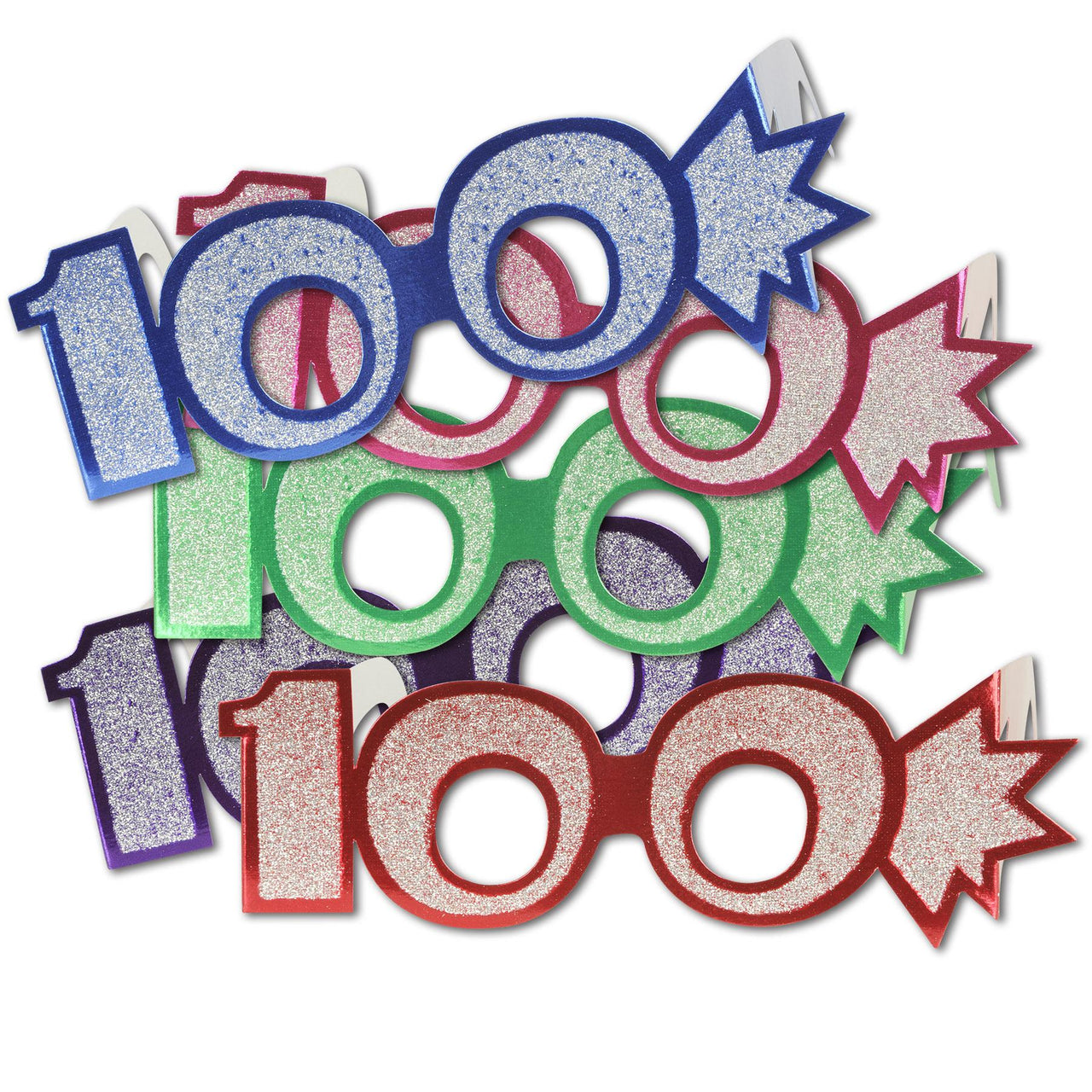 Bulk Birthday Party ''100'' Glittered Foil Eyeglasses (Case of 25) by Beistle