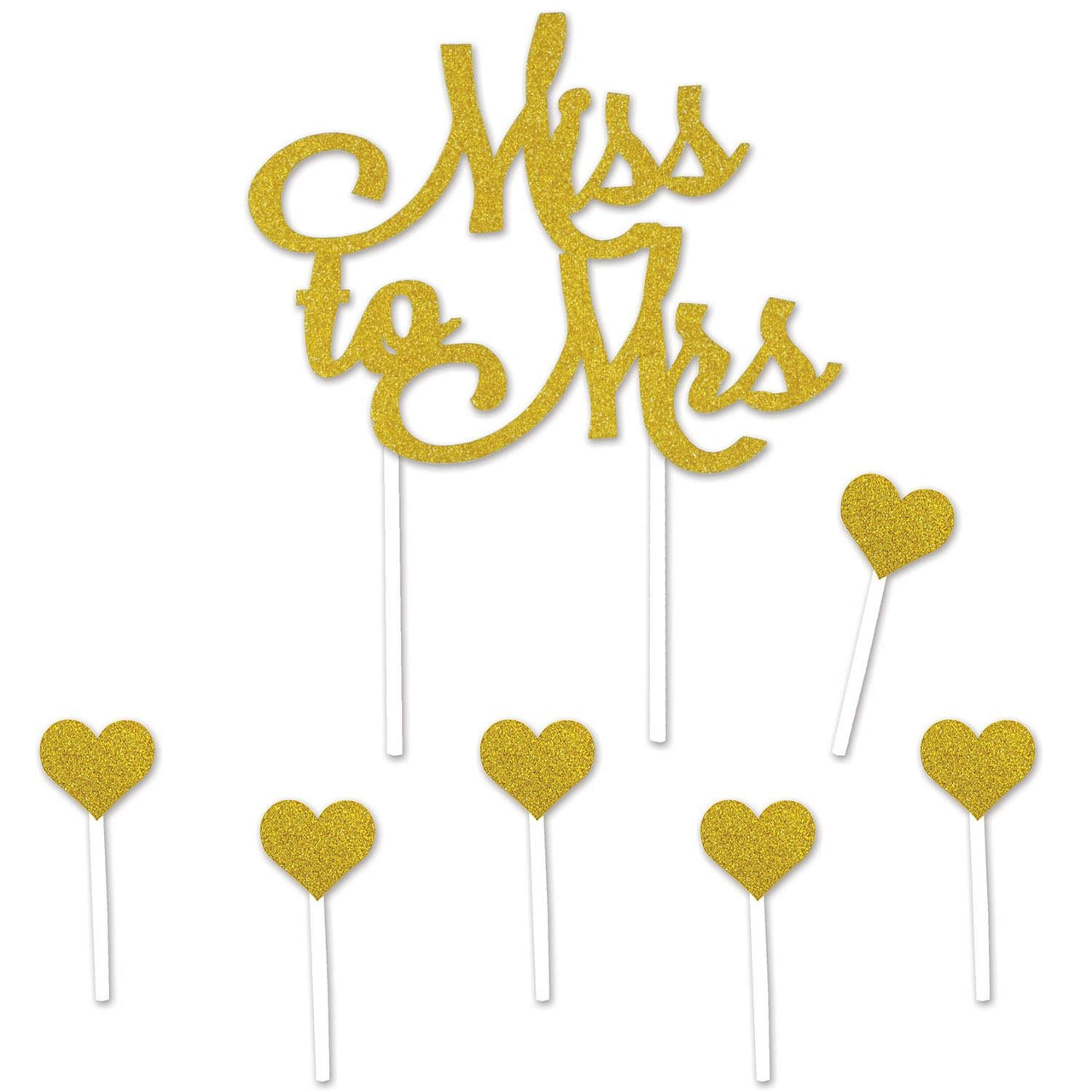 Miss To Mrs Bridal Shower Cake Topper - Bulk 12 Pack