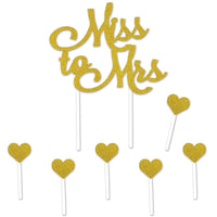 Miss To Mrs Bridal Shower Cake Topper - Bulk 12 Pack