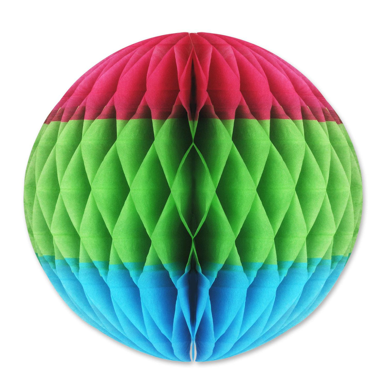 Tri-Color Tissue Ball Decoration- cerise - Light green - turquoise - Bulk/12 Tissue Balls