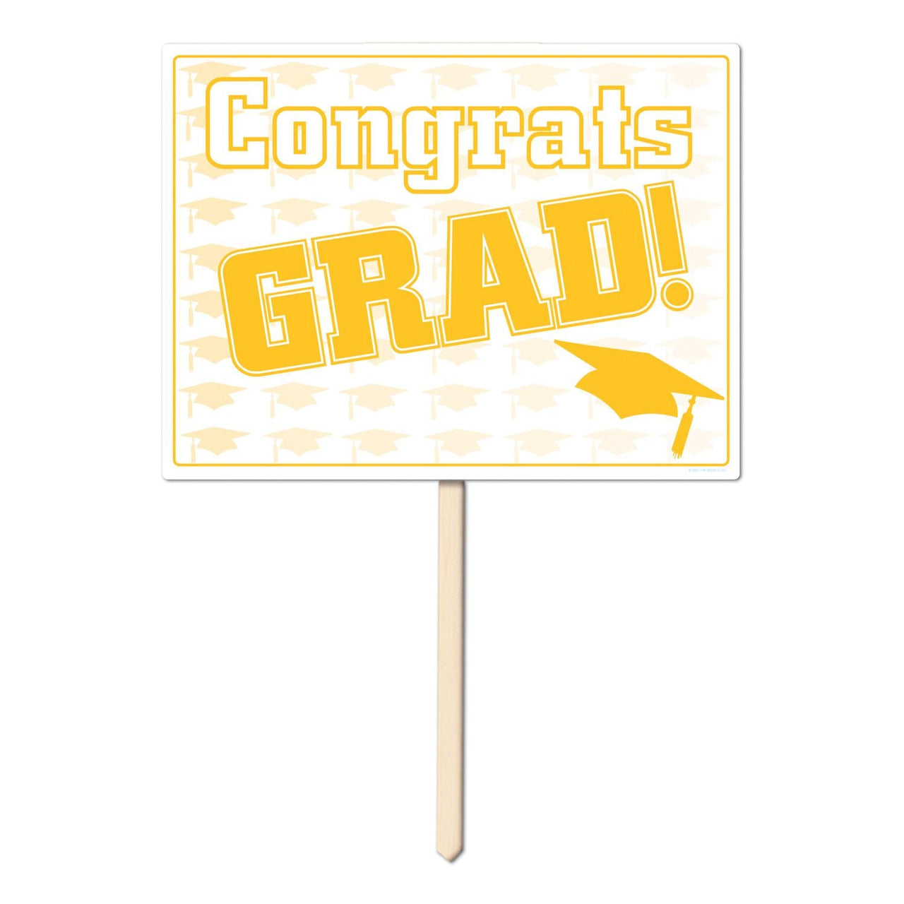 Plastic Congrats Grad Graduation Party Yard Sign- Yellow - Bulk 6 Pack