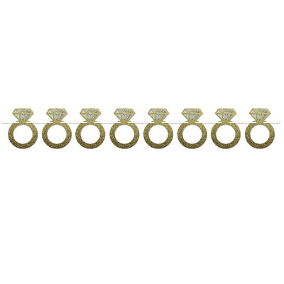 Diamond Rings Wedding Party Streamer - Bulk 12 Pack