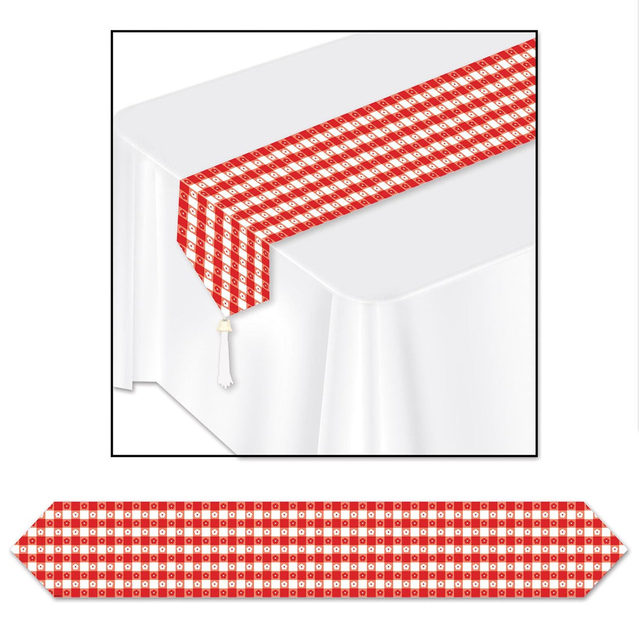 Printed Gingham Party Paper Table Runner - Bulk 12 Pack