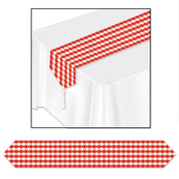 Printed Gingham Party Paper Table Runner - Bulk 12 Pack