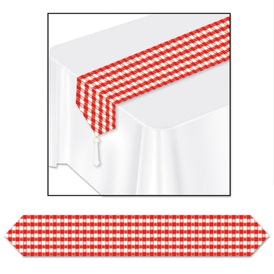Printed Gingham Party Paper Table Runner - Bulk 12 Pack