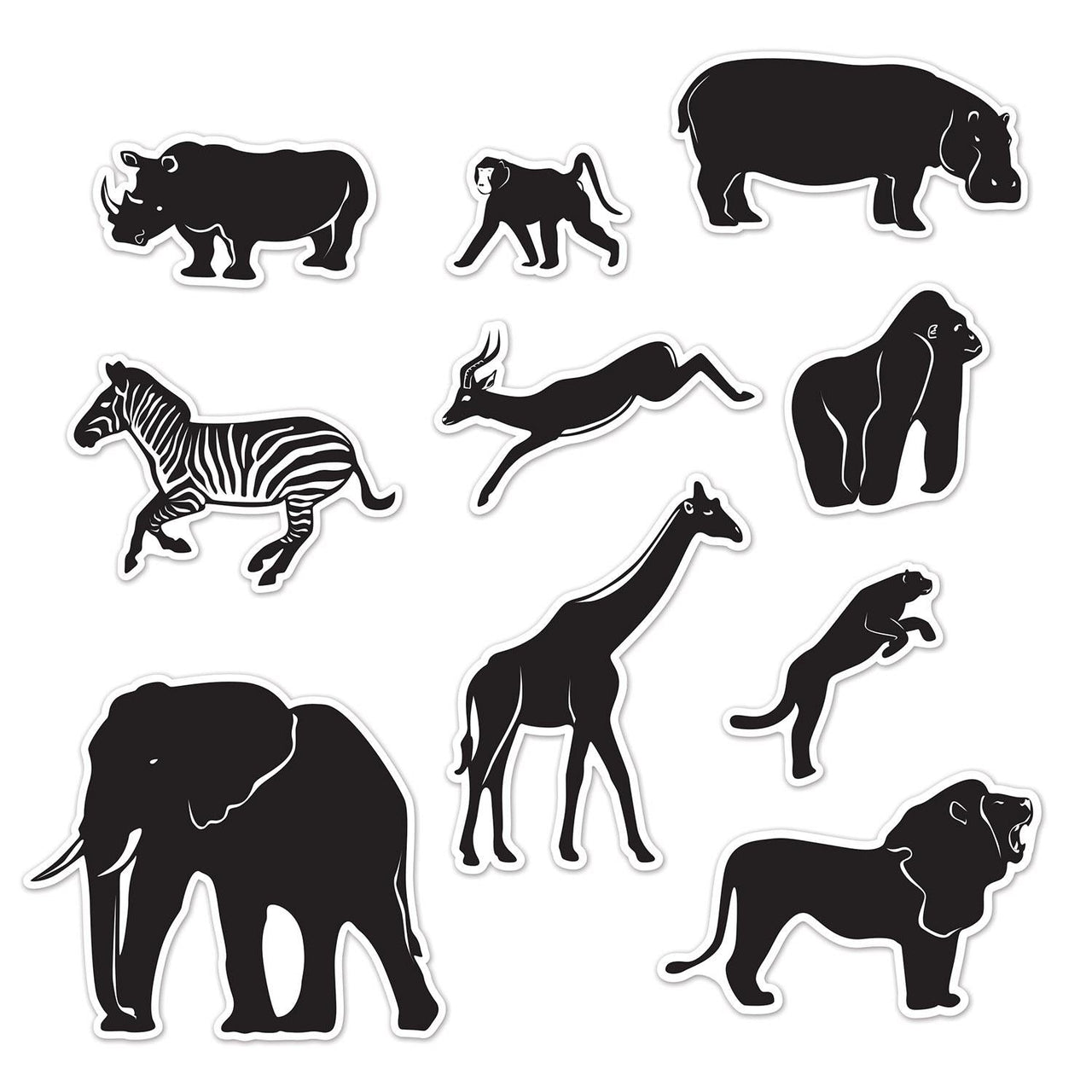 Jungle Animal Party Silhouettes - Bulk/120 Silhouettes