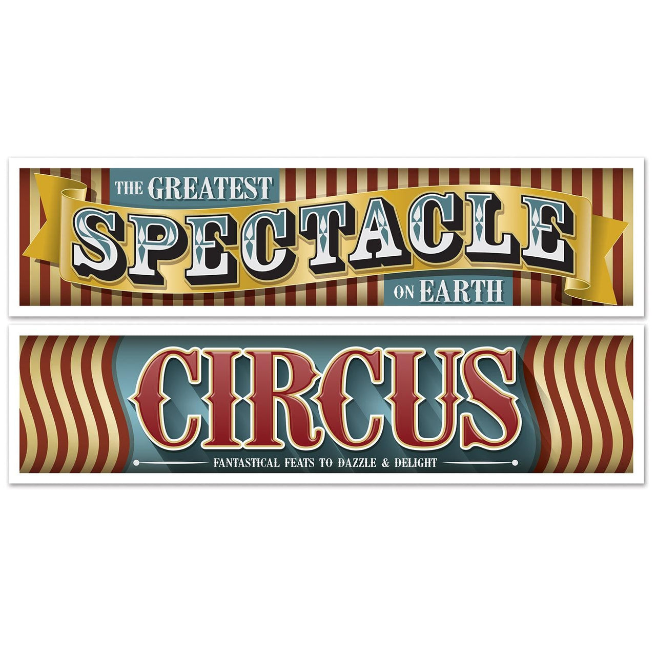 Vintage Circus Party Banners - Bulk 24 Pack
