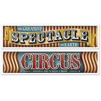 Vintage Circus Party Banners - Bulk 24 Pack