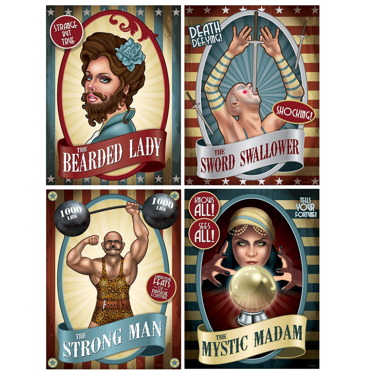 Bulk 48 Pack Vintage Circus Poster Party Cutouts | Beistle
