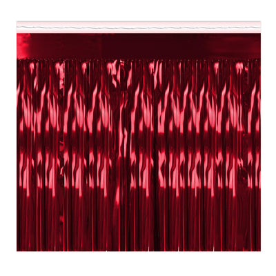 1-Ply Metallic Party Fringe Drape - red - Bulk 6 Pack