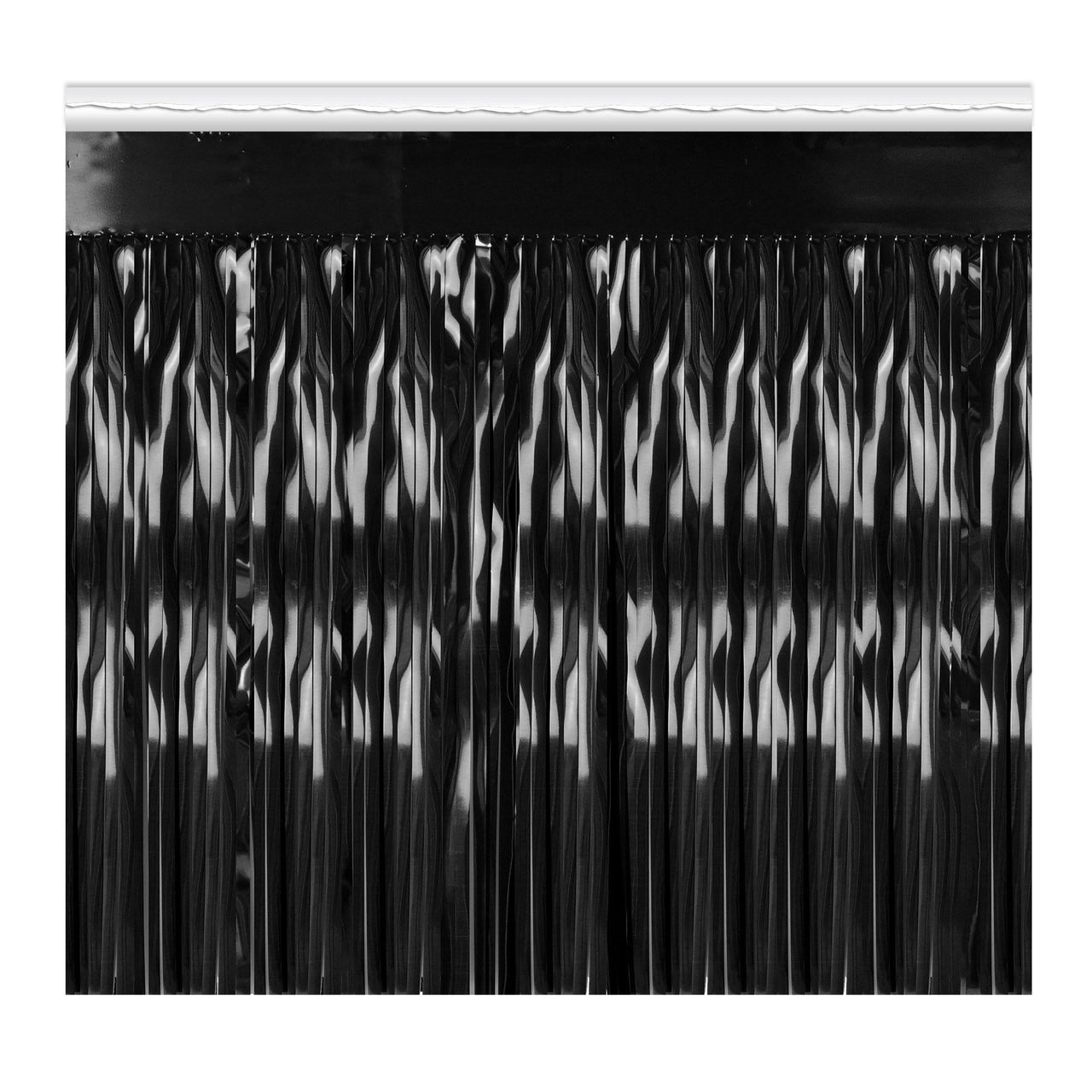 Packaged 1-Ply Metallic Party Fringe Drape - black - Bulk 6 Pack