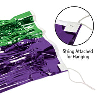 6 Pack Bulk Mardi Gras Metallic Fringe Drape Gold, Green, Purple (15 inch x 10 ft)