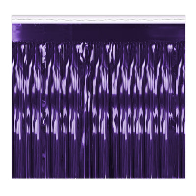 Packaged 1-Ply Metallic Party Fringe Drape - purple - Bulk 6 Pack