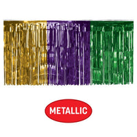 6 Pack Bulk Mardi Gras Metallic Table Skirt Gold, Green, Purple - view 4