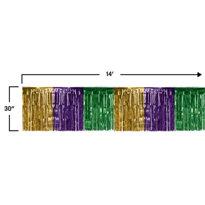 6 Pack Bulk Mardi Gras Metallic Table Skirt Gold, Green, Purple - view 3