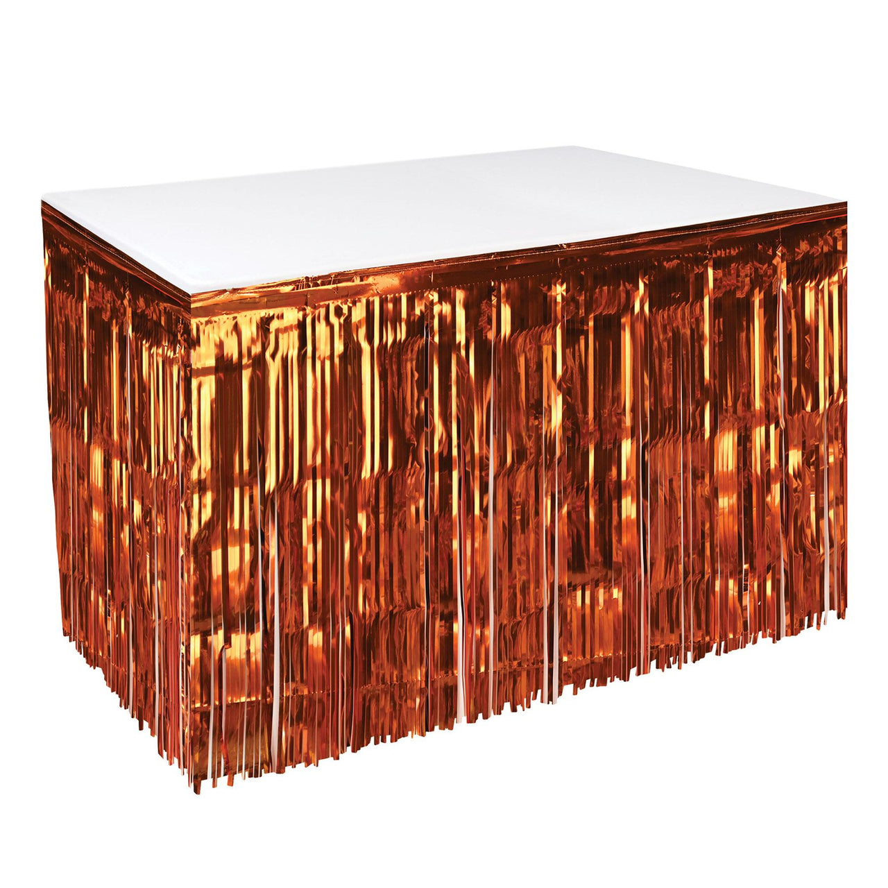 Packaged 1-Ply Metallic Party Table Skirting - orange - Bulk 6 Pack