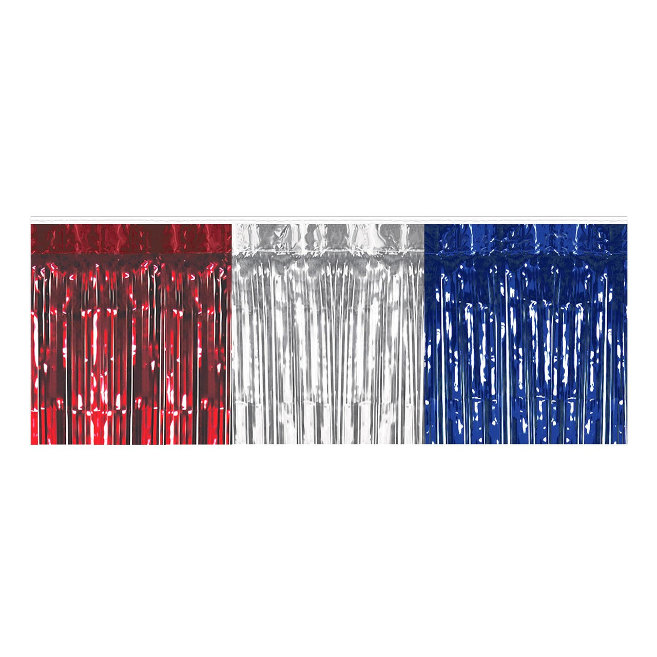 Packaged 1-Ply Metallic Party Table Skirt - red - silver - blue - Bulk 6 Pack