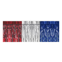 Packaged 1-Ply Metallic Party Table Skirt - red - silver - blue - Bulk 6 Pack