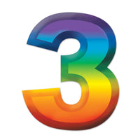 Multi-Color Plastic 3-D Party Number 3 - Bulk 24 Pack