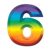 Multi-Color Plastic 3-D Party Number 6 - Bulk 24 Pack