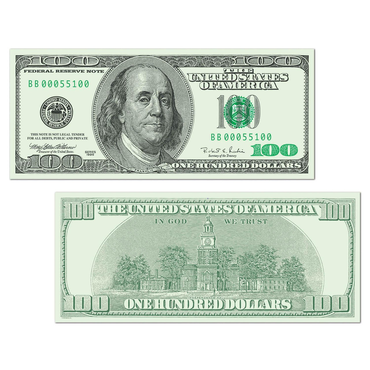 Big Bucks Party Cutout $100 Bill - Bulk 24 Pack