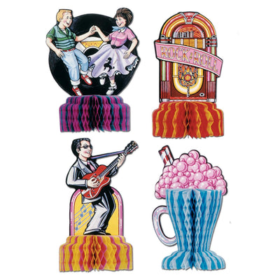 50's Mini Party Centerpieces - Bulk 48 Pack