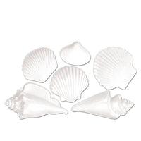 Luau Party White Plastic Seashells - Bulk/72 Seashells