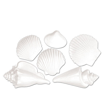Luau Party White Plastic Seashells - Bulk/72 Seashells