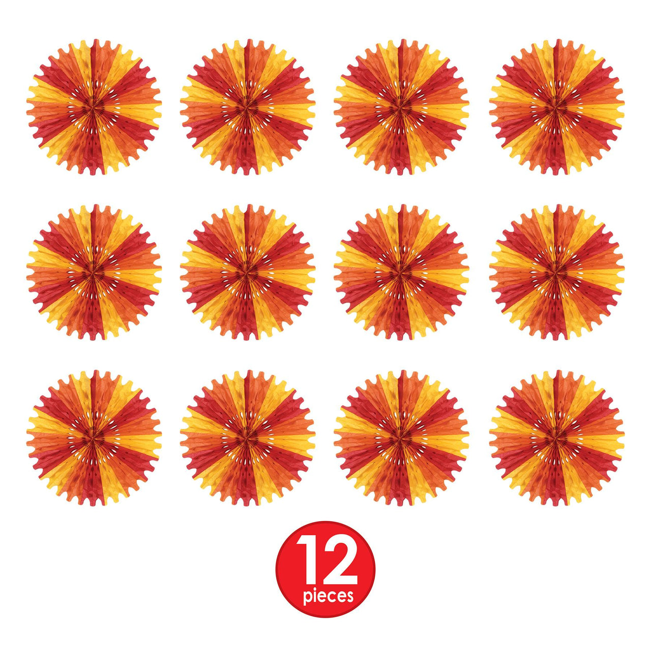 Tissue Fan - golden-yellow, orange, red 