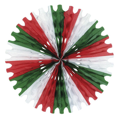 Fiesta Tissue Fan - red - white - green - Bulk 12 Pack