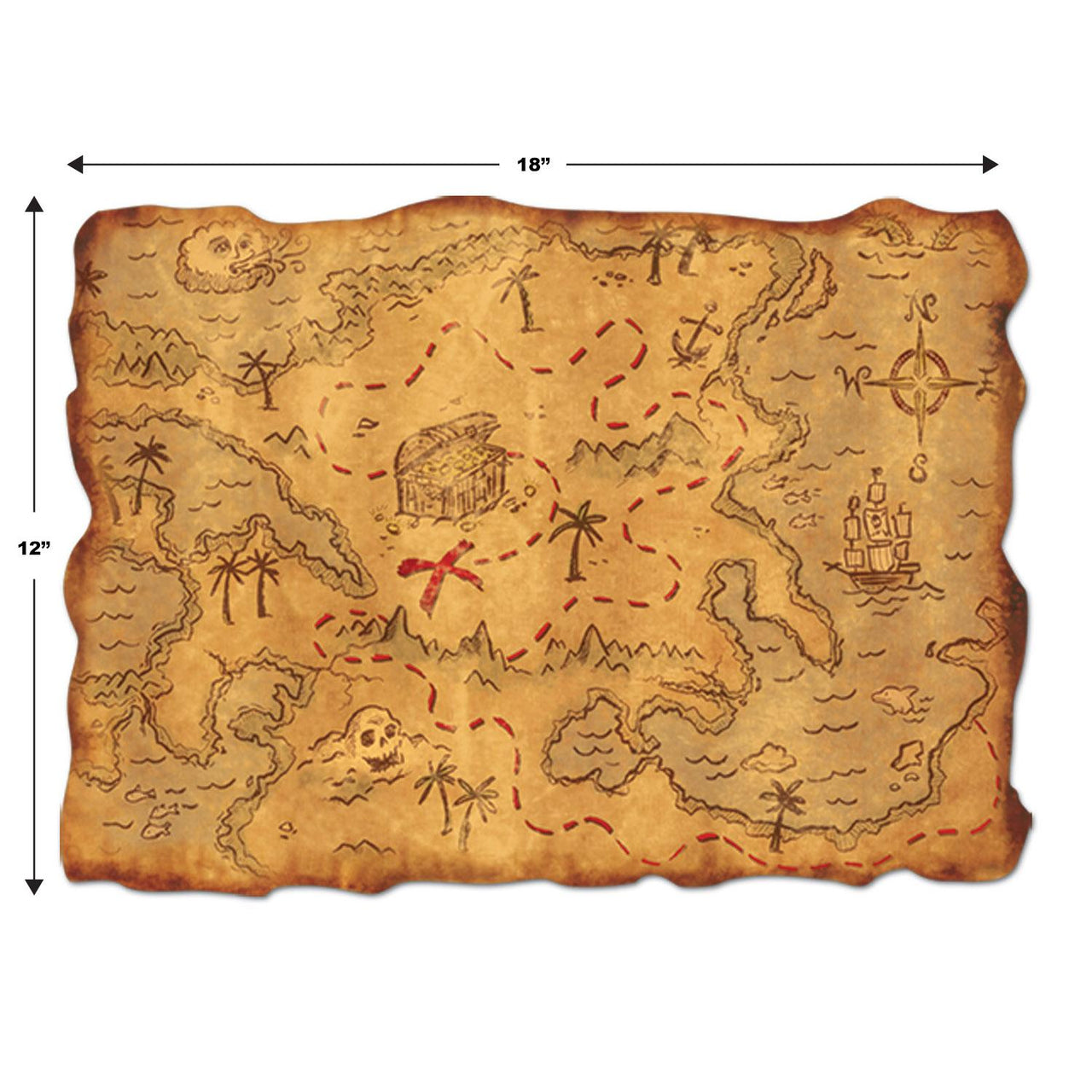 Bulk Pirate Party Plastic Treasure Map (Case of 12) by Beistle