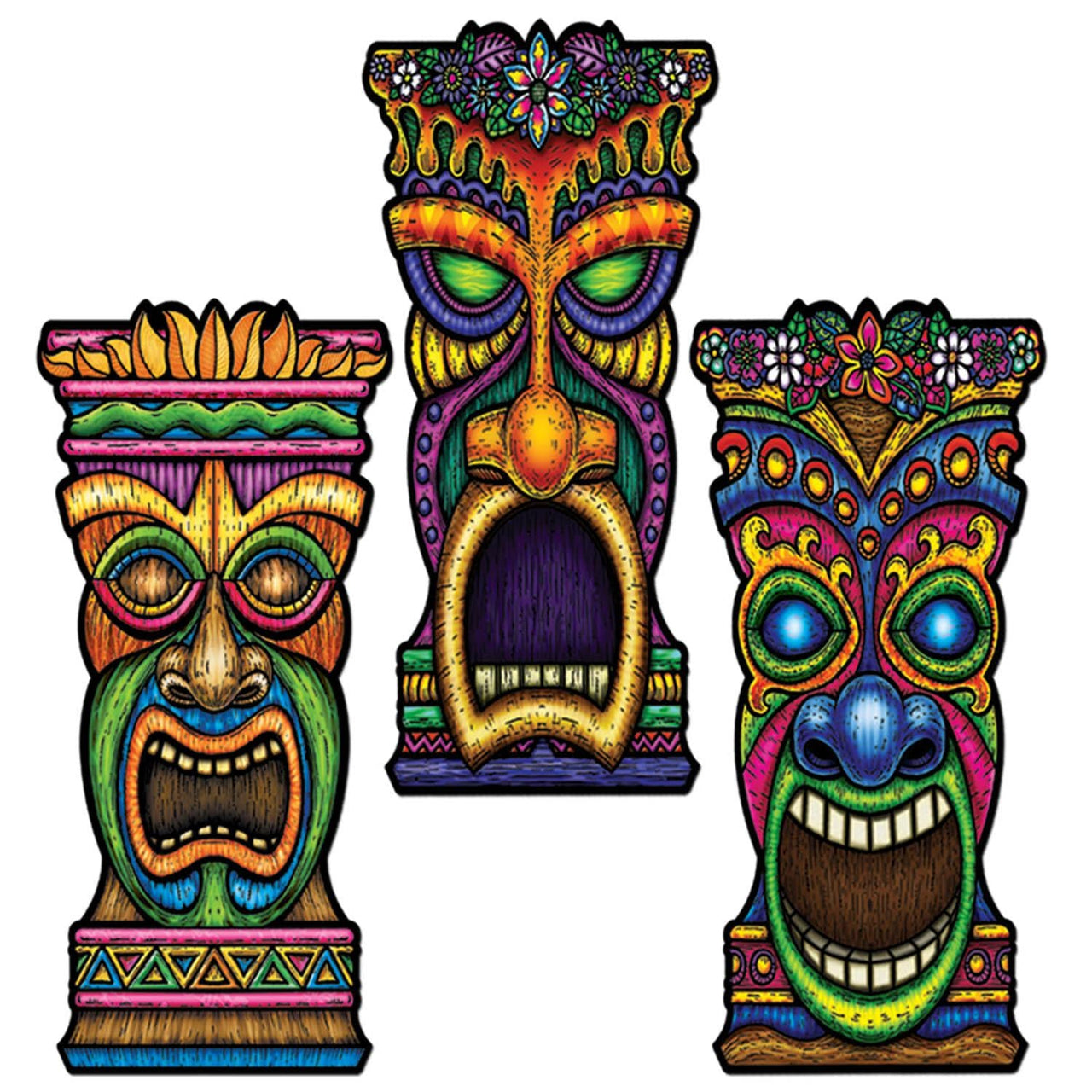 Luau Party Tiki Cutouts - Bulk 24 Pack