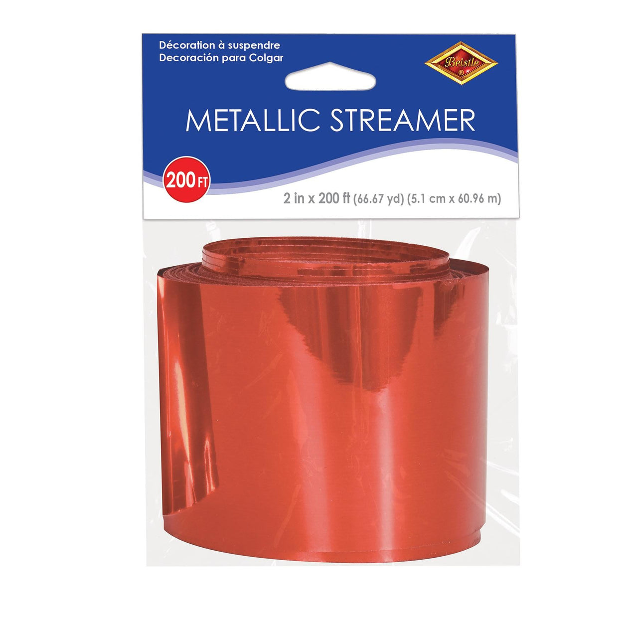 Fire Resistant Gleam 'N Streamer Metallized Streamer - red