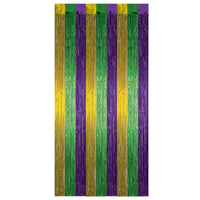 Mardi Gras 1-Ply Gleam 'N Curtain - gold - green - purple - Bulk 6 Pack