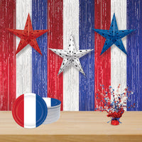 Bulk 1-Ply Fire Resistant Gleam 'N Curtain red, white, blue (Case of 6) by Beistle