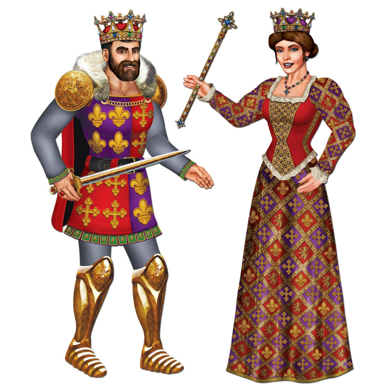 Jointed Medieval Royal King & Queen Decorations - Bulk 12 Pack